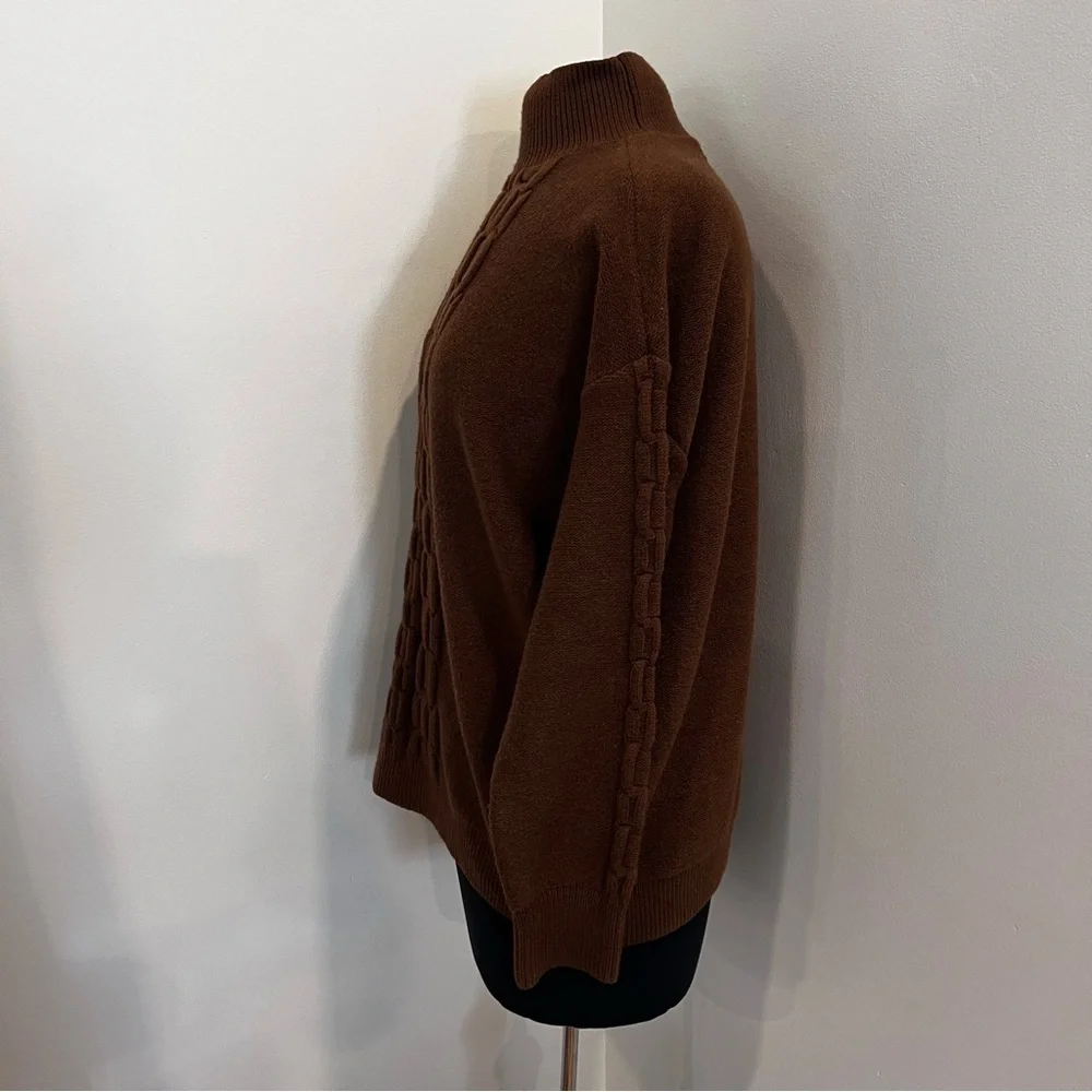 Calvin Klein Tech Knit Mock Neck Sweater in brown